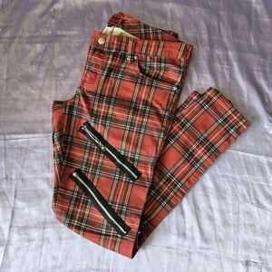 Tripp NYC Red Plaid Pants With Zippers